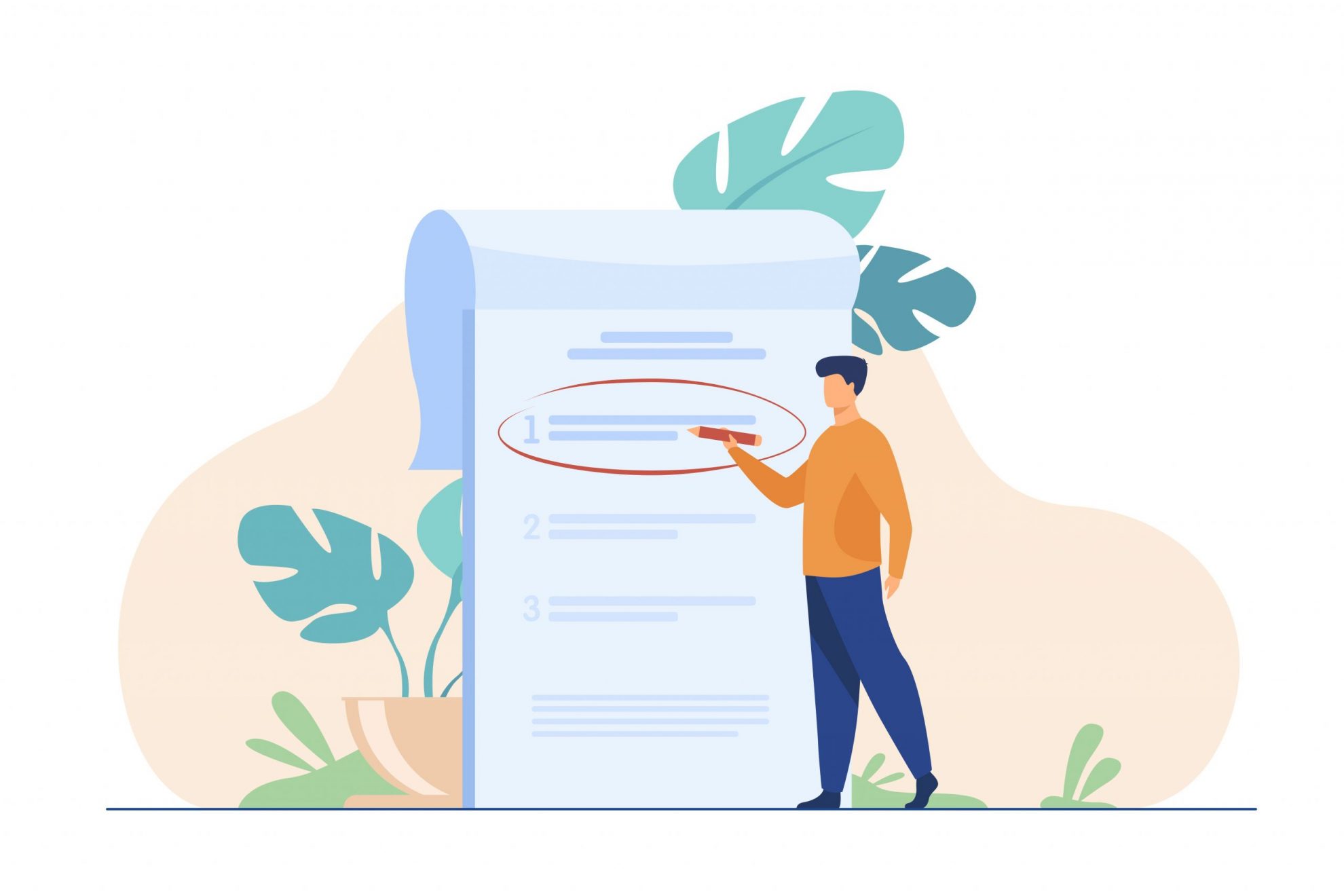 Drawing of man circling item on list illustrates blog "How To Never Forget The Things You Need To Do"