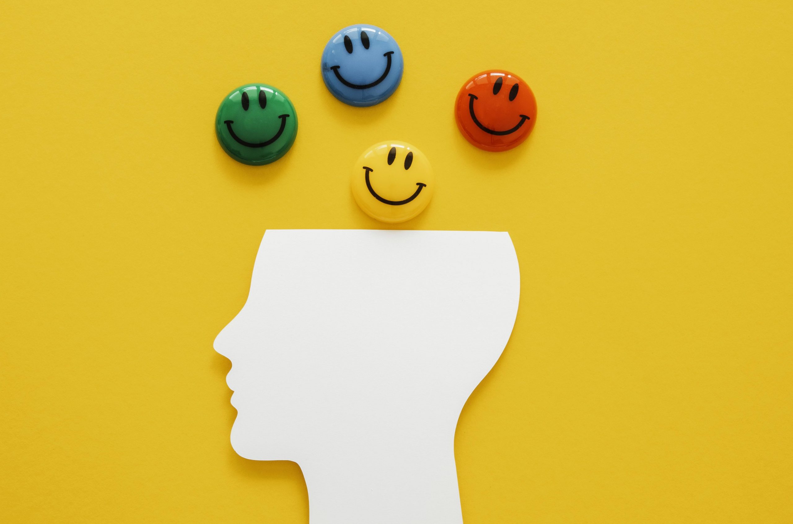 emotional-inteligence-fp Profile of person with smiley faces placed above the head illustrates blog "The Importance of Emotional Intelligence for Entrepreneurs"