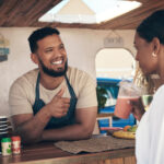 Small business owner promoting a customer loyalty program in the Inland Empire