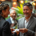 Business owners networking to improve chamber membership ROI