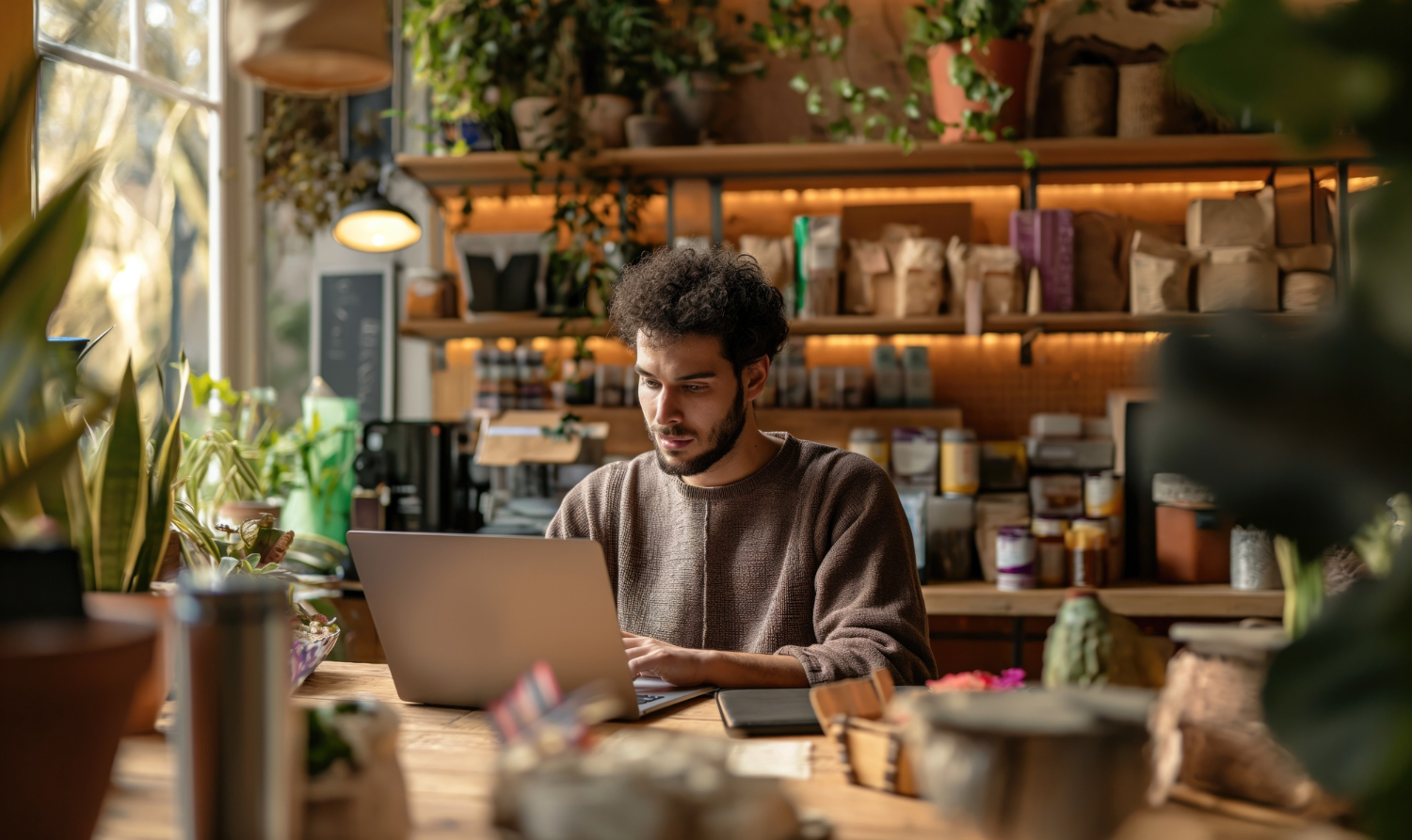 Image-AI-Tools-for-Businesses-Improve-Local-Efficiency Local owner using AI tools for businesses