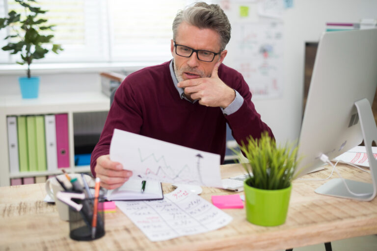 Small business owner creating a business budget