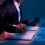 Professionals reviewing prepare business next stage strategy and planning documents