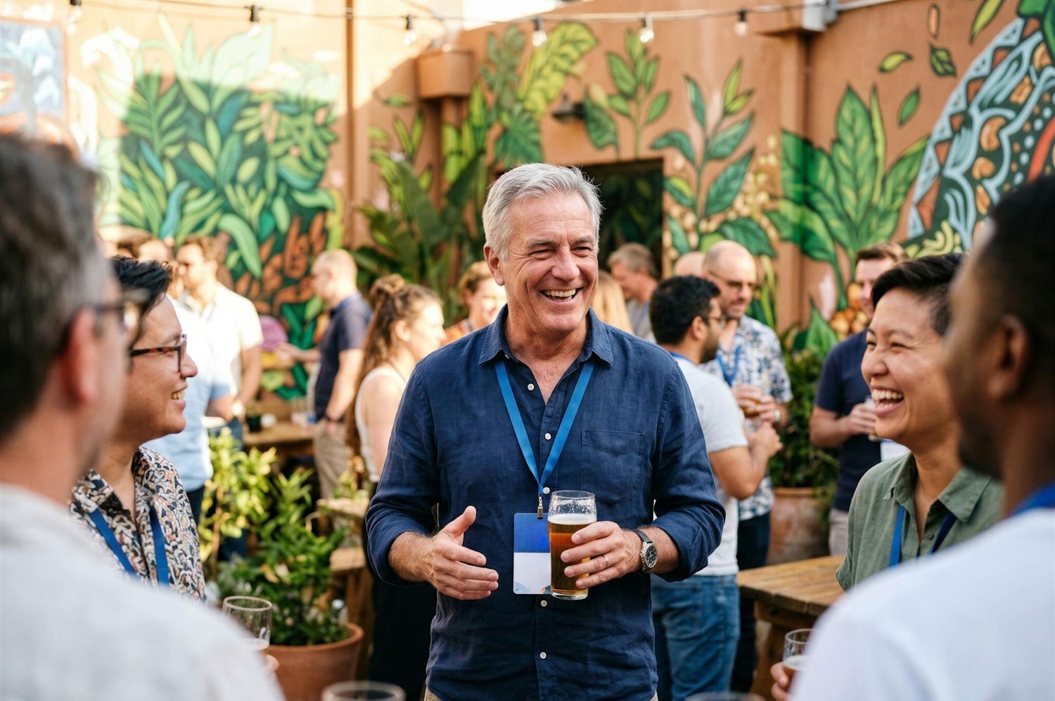 image-business-networking-guide-first-time-owners First-time entrepreneur using a business networking guide at a Pomona event